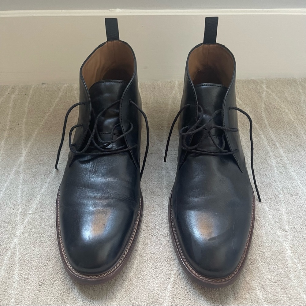 Nordstroms Mens Shop Black Leather Chukka Boot